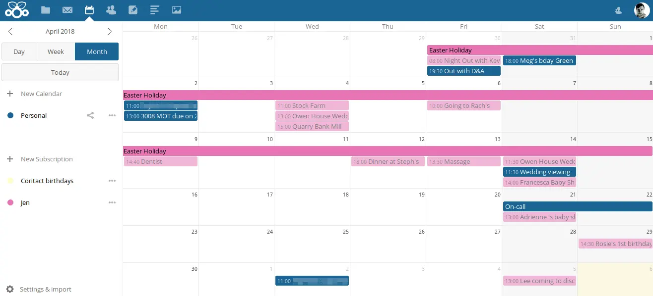 Nextcloud calendar