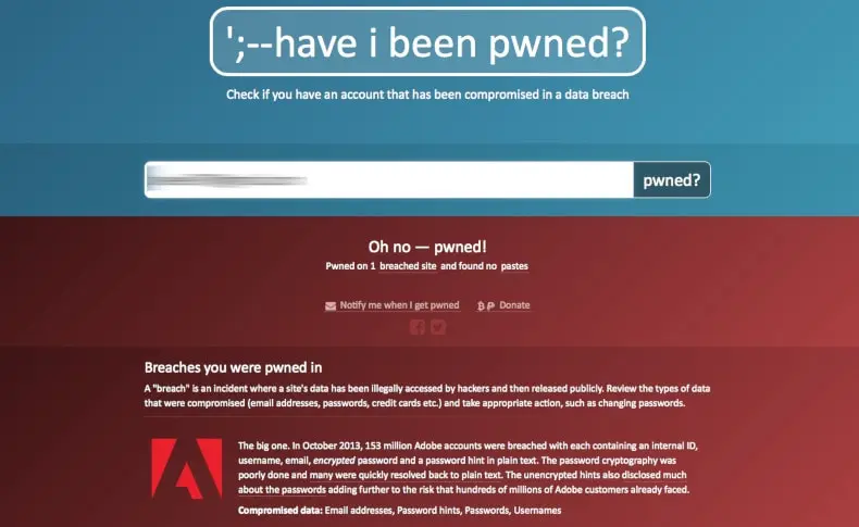 HaveIBeenPwned example