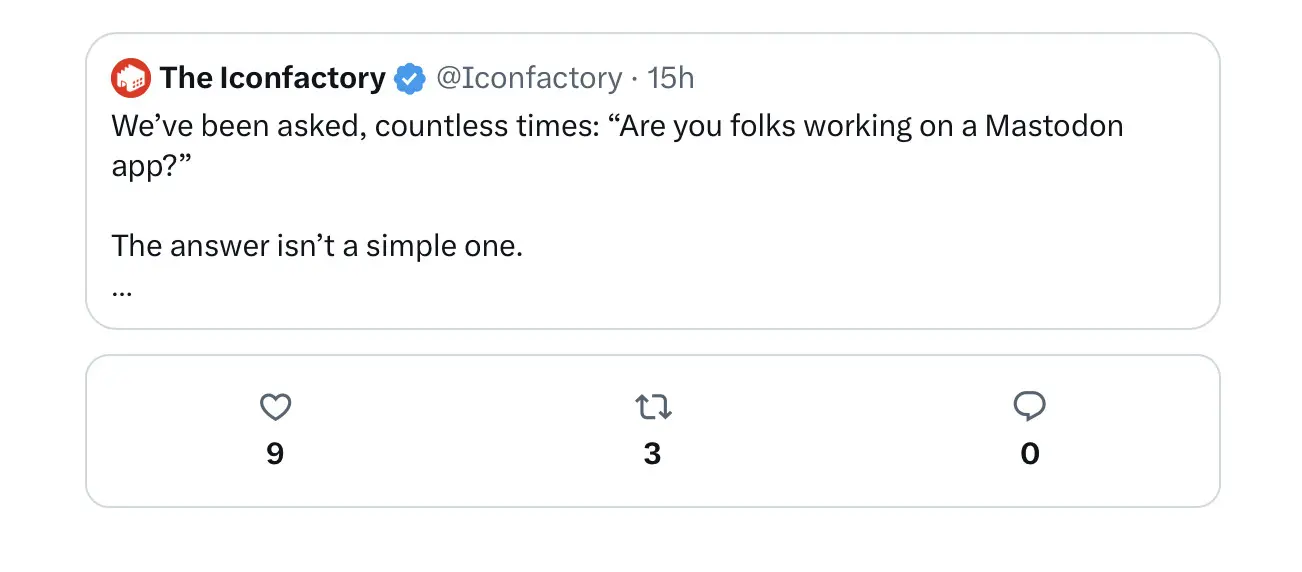 Iconfactory Twitter post