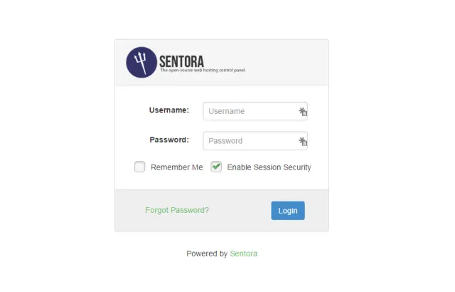 Sentora login page